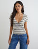 Image of Lenice Top in Cream and Brown Striped Knit