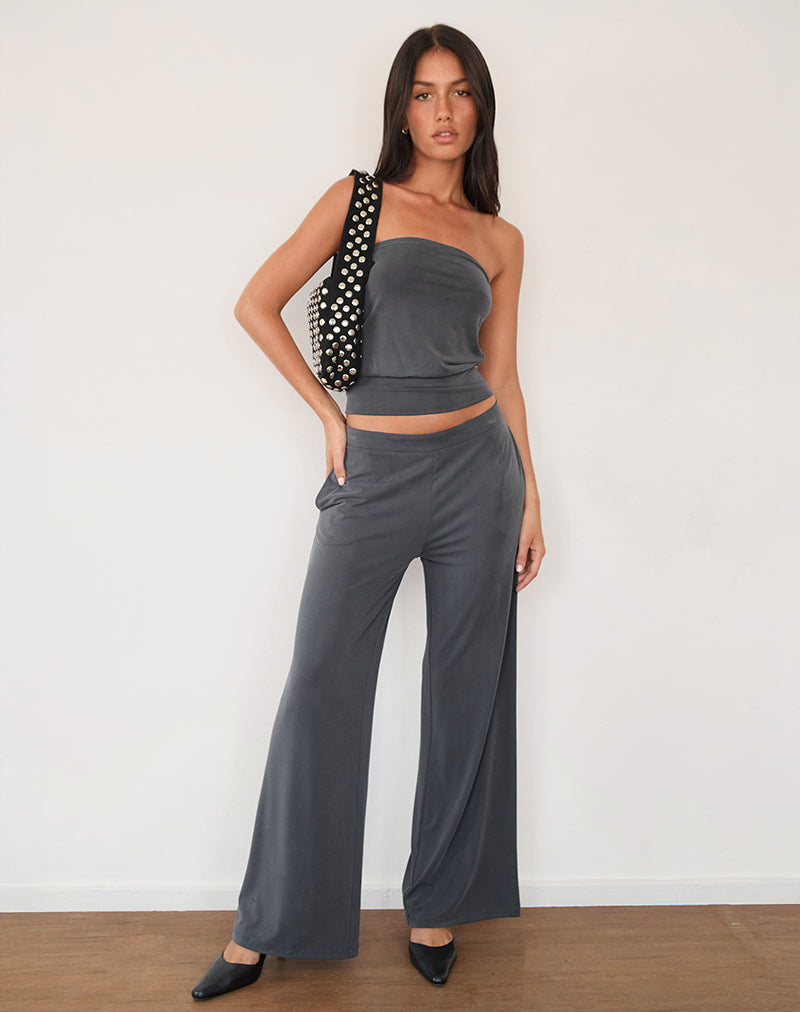 Image of Baku Wide Leg Trouser in Dark Grey