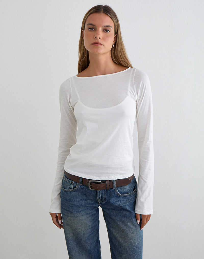 Off White Tissue Jersey Mesh Long Sleeve Top | Levon – motelrocks