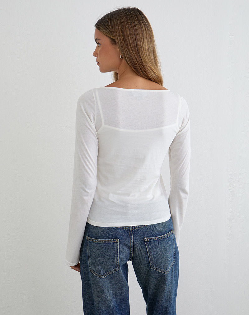 Off White Tissue Jersey Mesh Long Sleeve Top | Levon – motelrocks