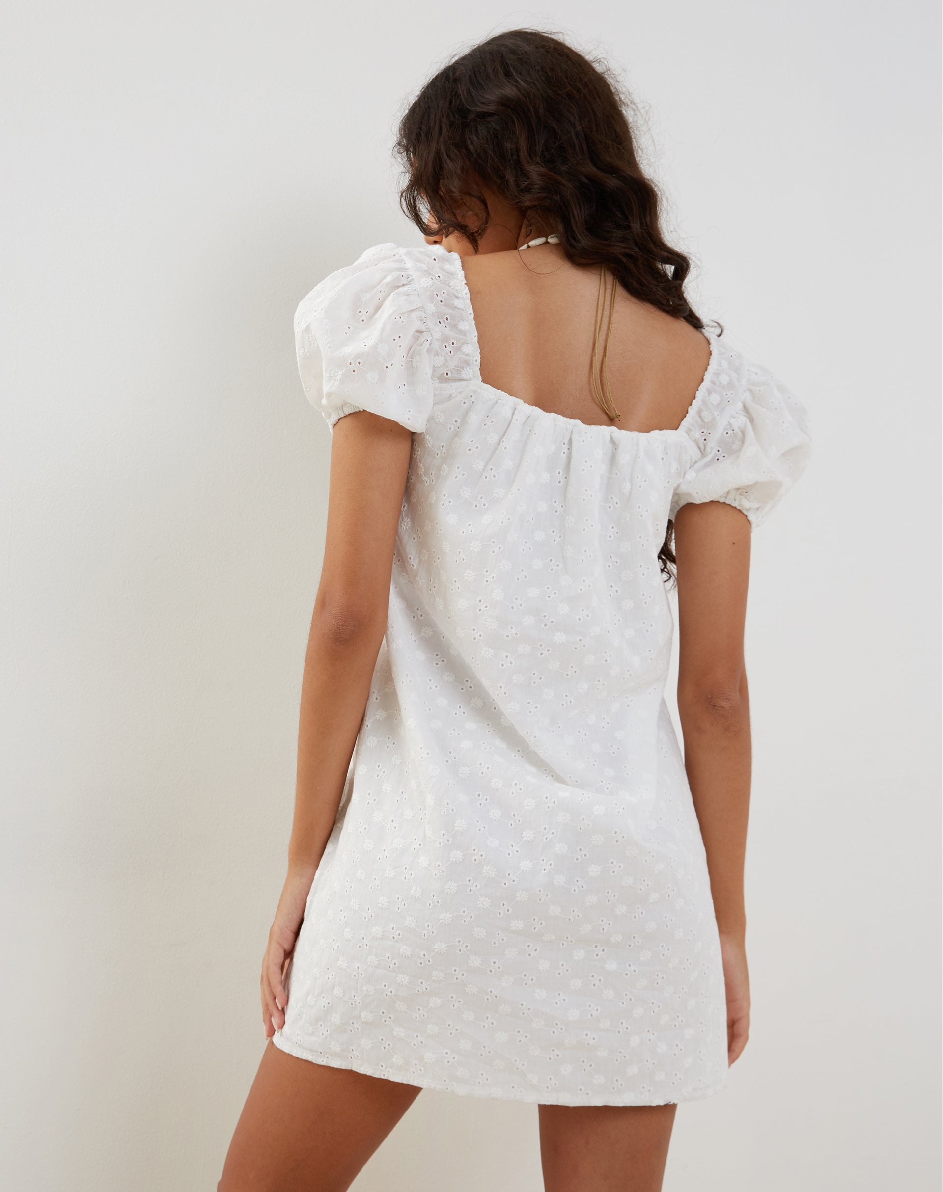 broderie mini dress white Holland Cooper Collarless Broderie Mini Dress White Women's Size 12