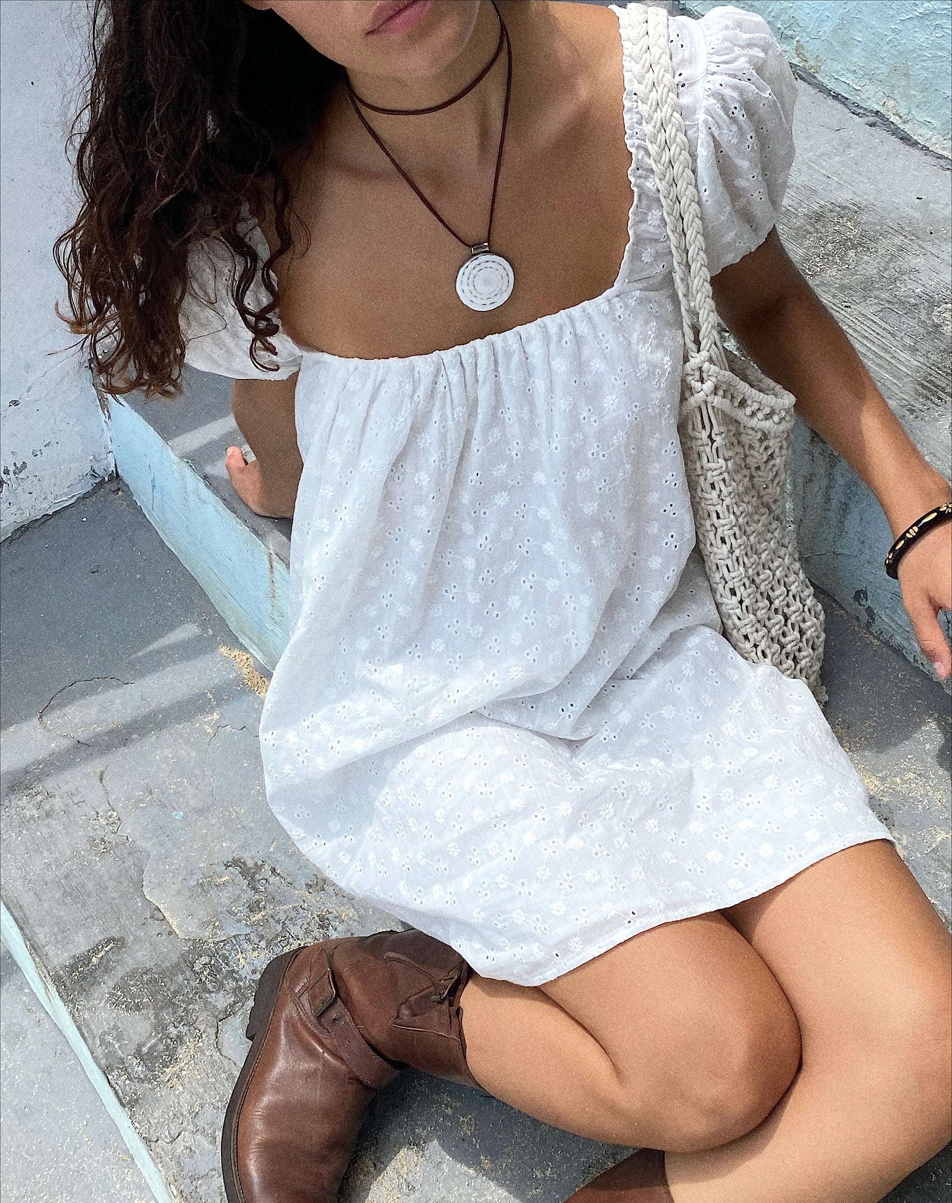 broderie mini dress white Bardot Allington Broderie Mini Dress Orchid Wht