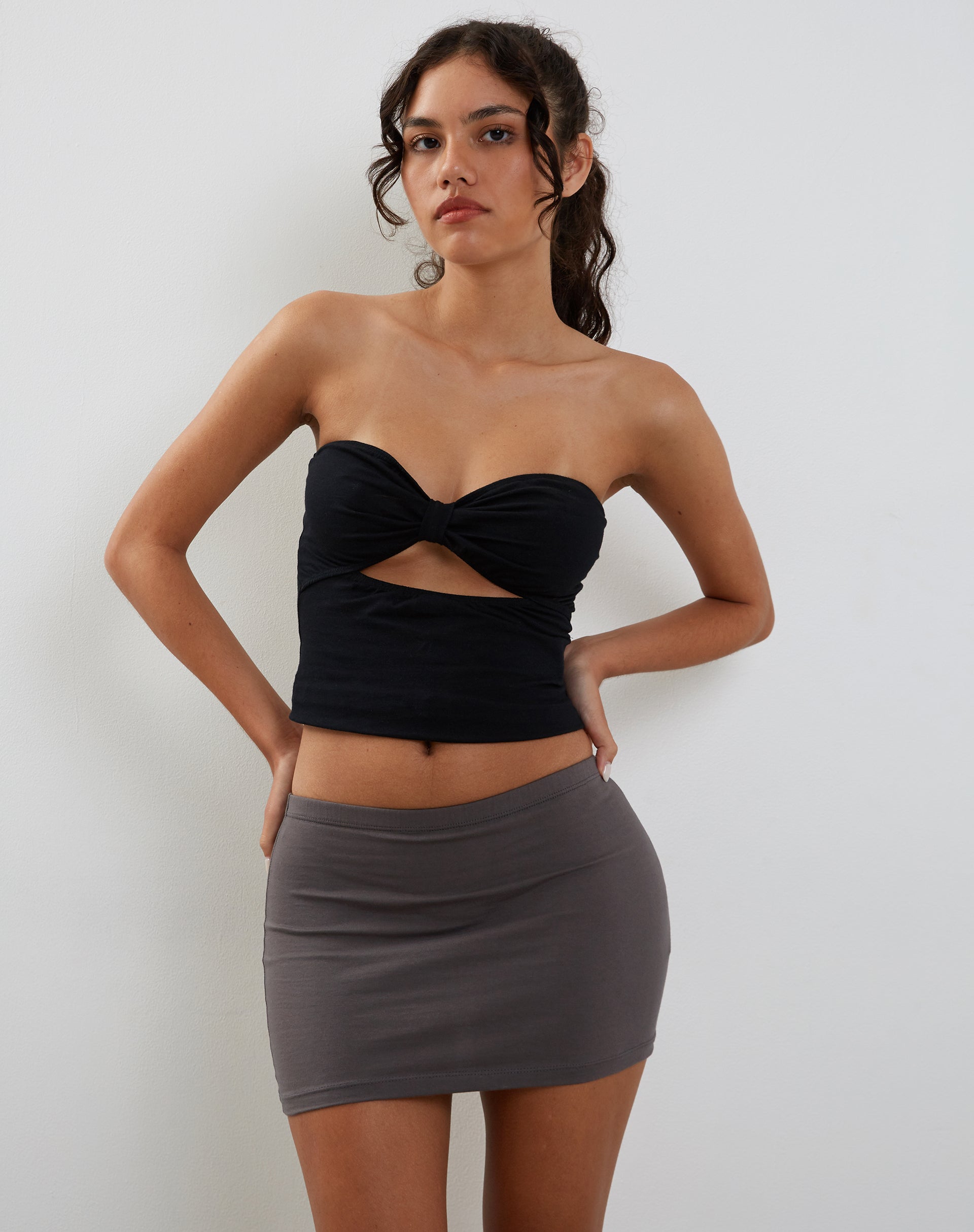 Image of Lidya Mini Skirt in Charcoal Grey