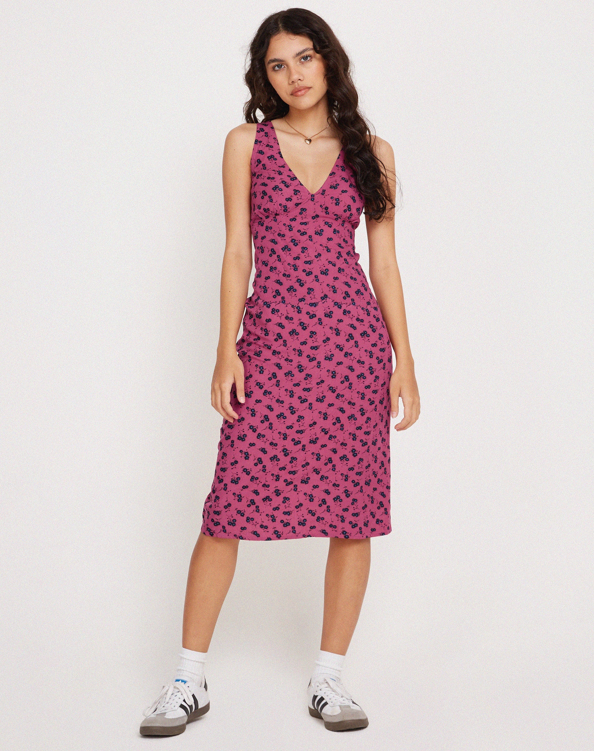 Raspberry Floral Midi Dress | Lieva – motelrocks-com-us