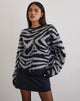 Image of Liliana Cardigan in Knit Big Zebra Black and Grey