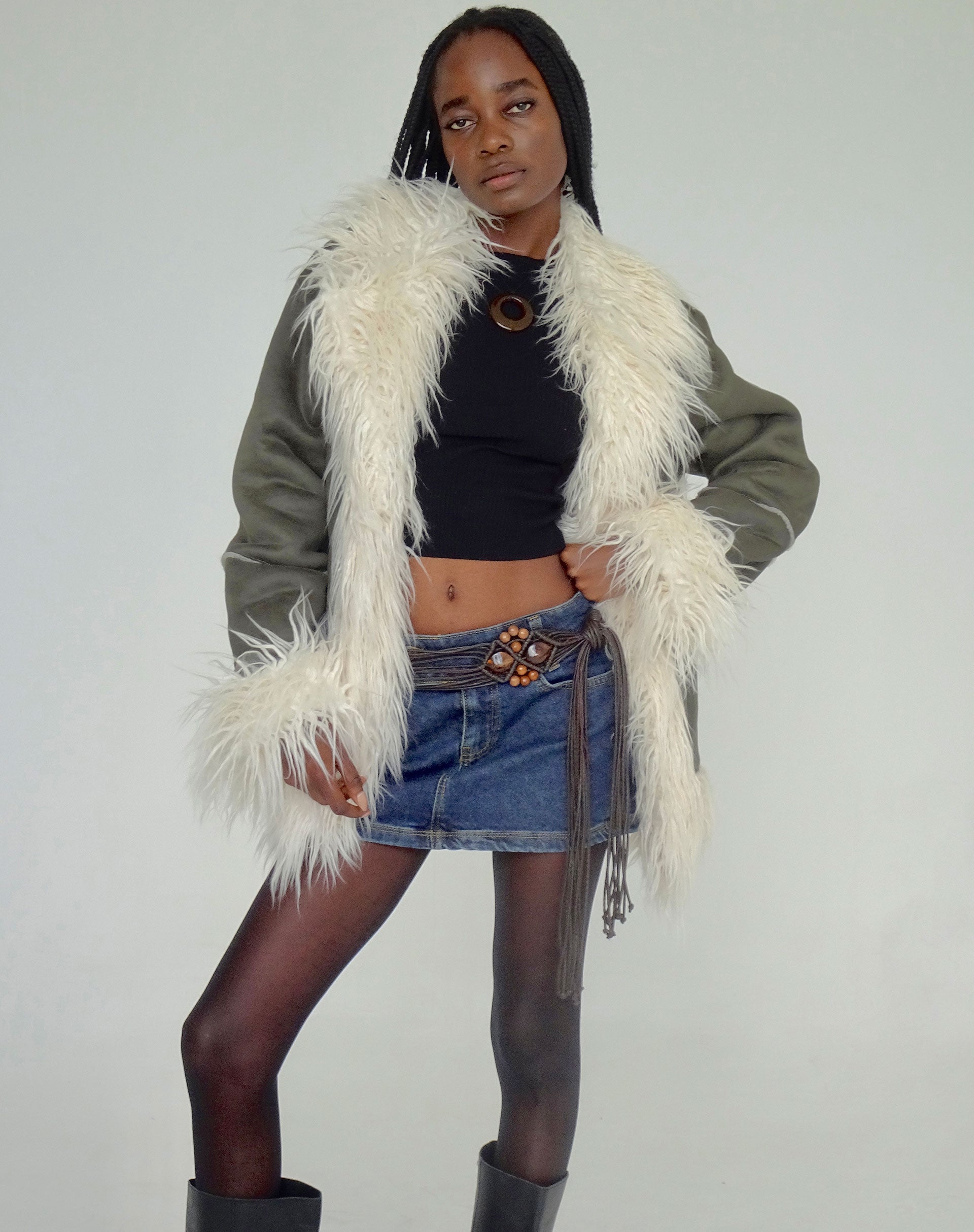 Forest Green Fur Trim Coat | Limin – motelrocks-com-us