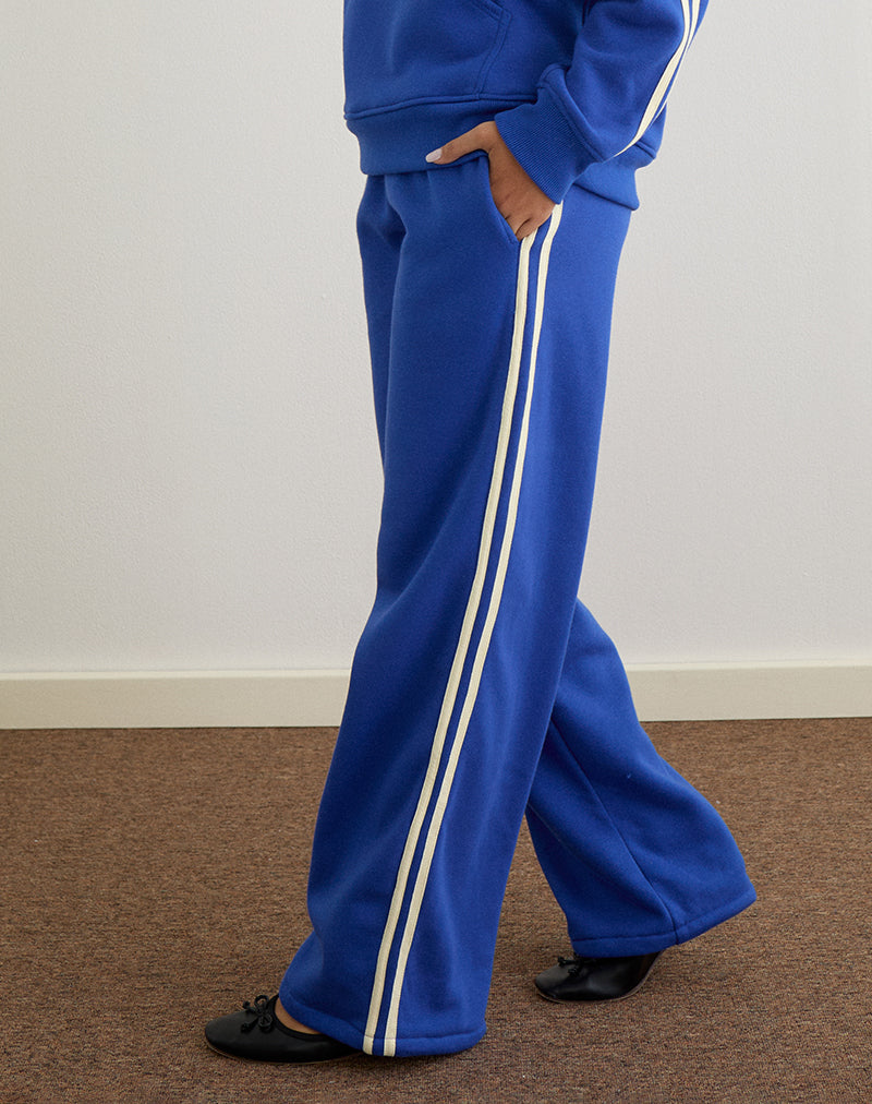 Cobalt Blue with Buttermilk Yellow Binding Tracksuit Bottoms | Oze