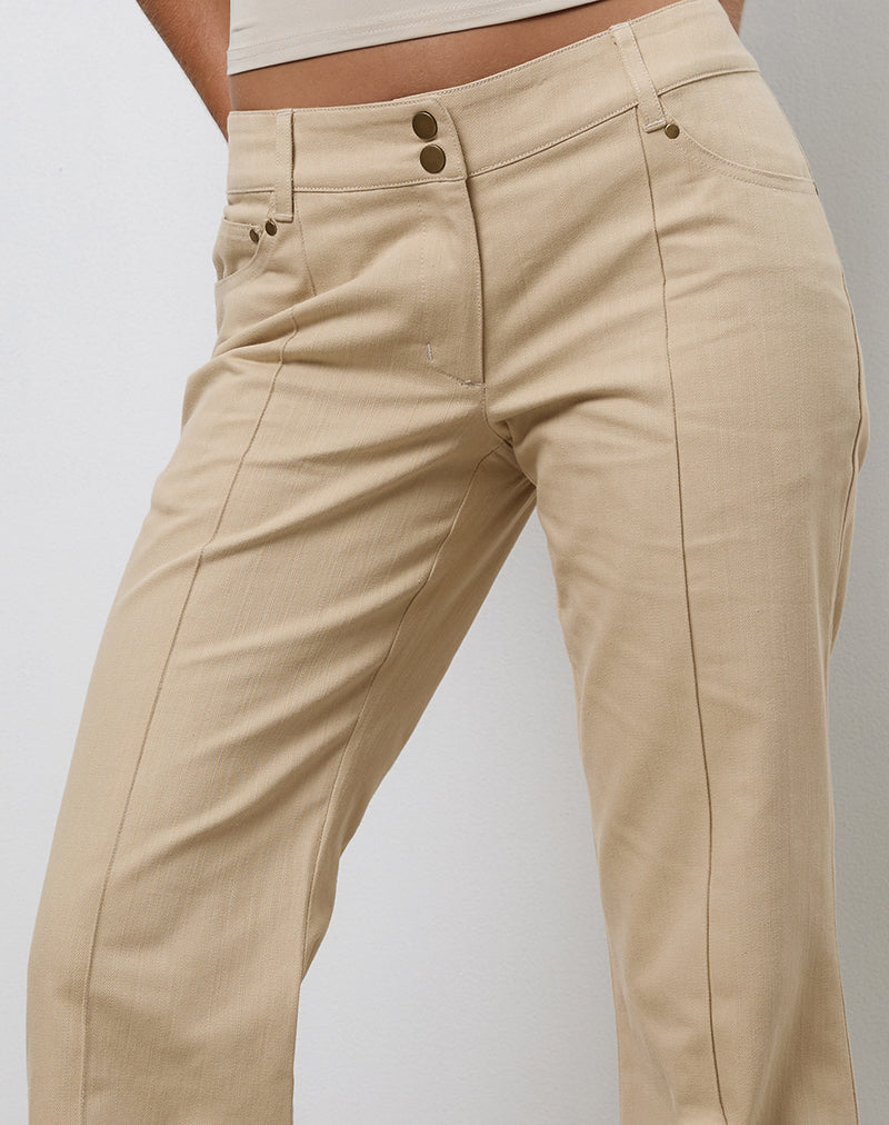 Image of Lintira Slim Leg Trouser in Twill Sand