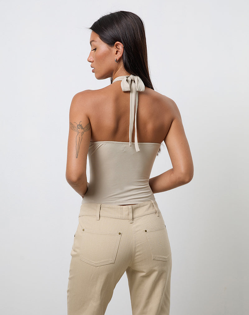 Cream Halterneck Top with Metal Ring | Lorie – motelrocks-com-us