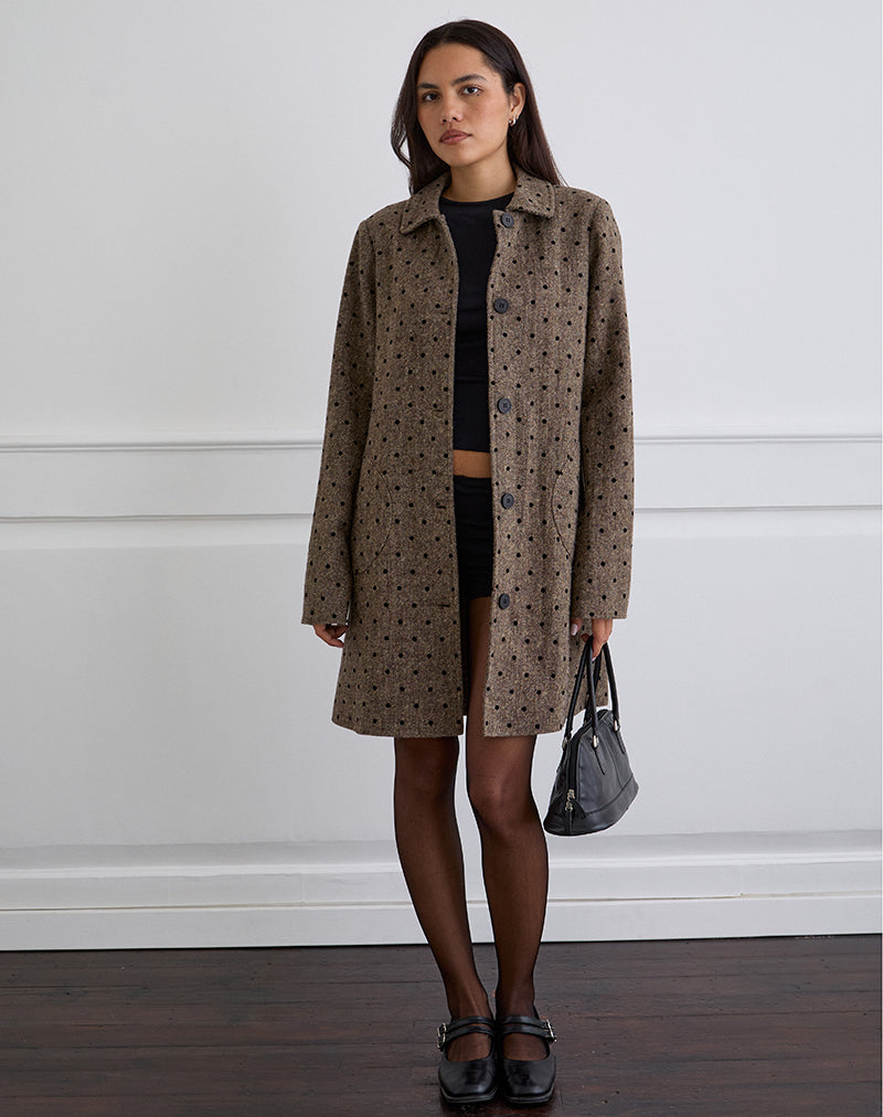 Image of Lirena Longline Coat in Polka Brown