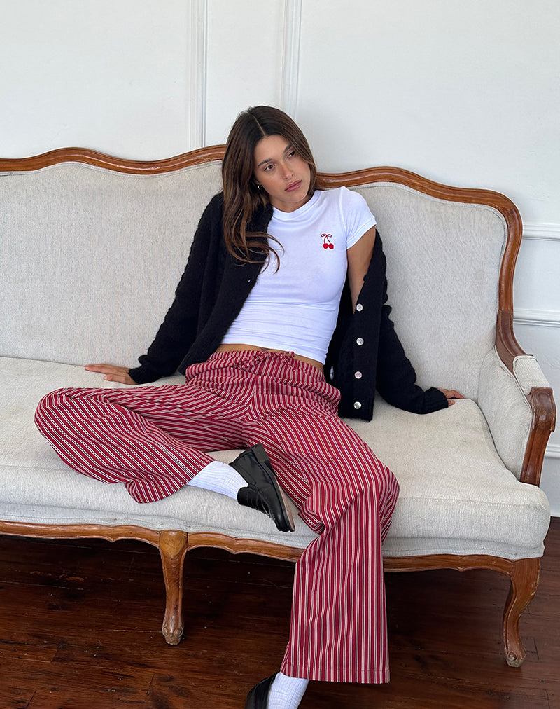 Maroon Stripe Casual Trouser | Lirura – motelrocks-com-us