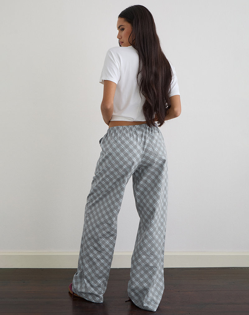 Image of Lirura Trouser in Poplin Oblique Check Grey