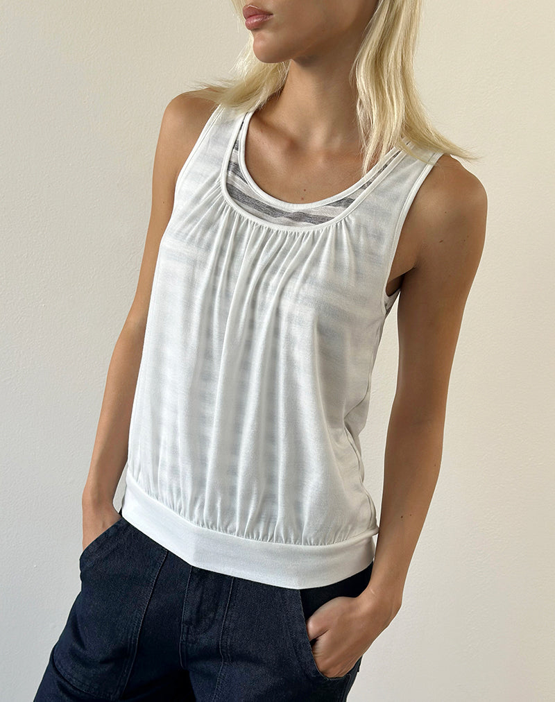 Image of Litzy Double Layer Top in Sheer Jersey Grey and White Stripe