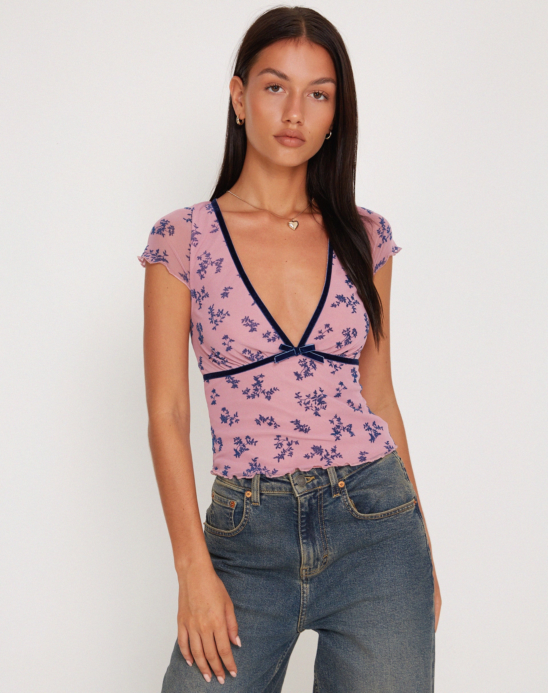 Pink Navy Botanist Flocking Top | Livi – motelrocks-com-us