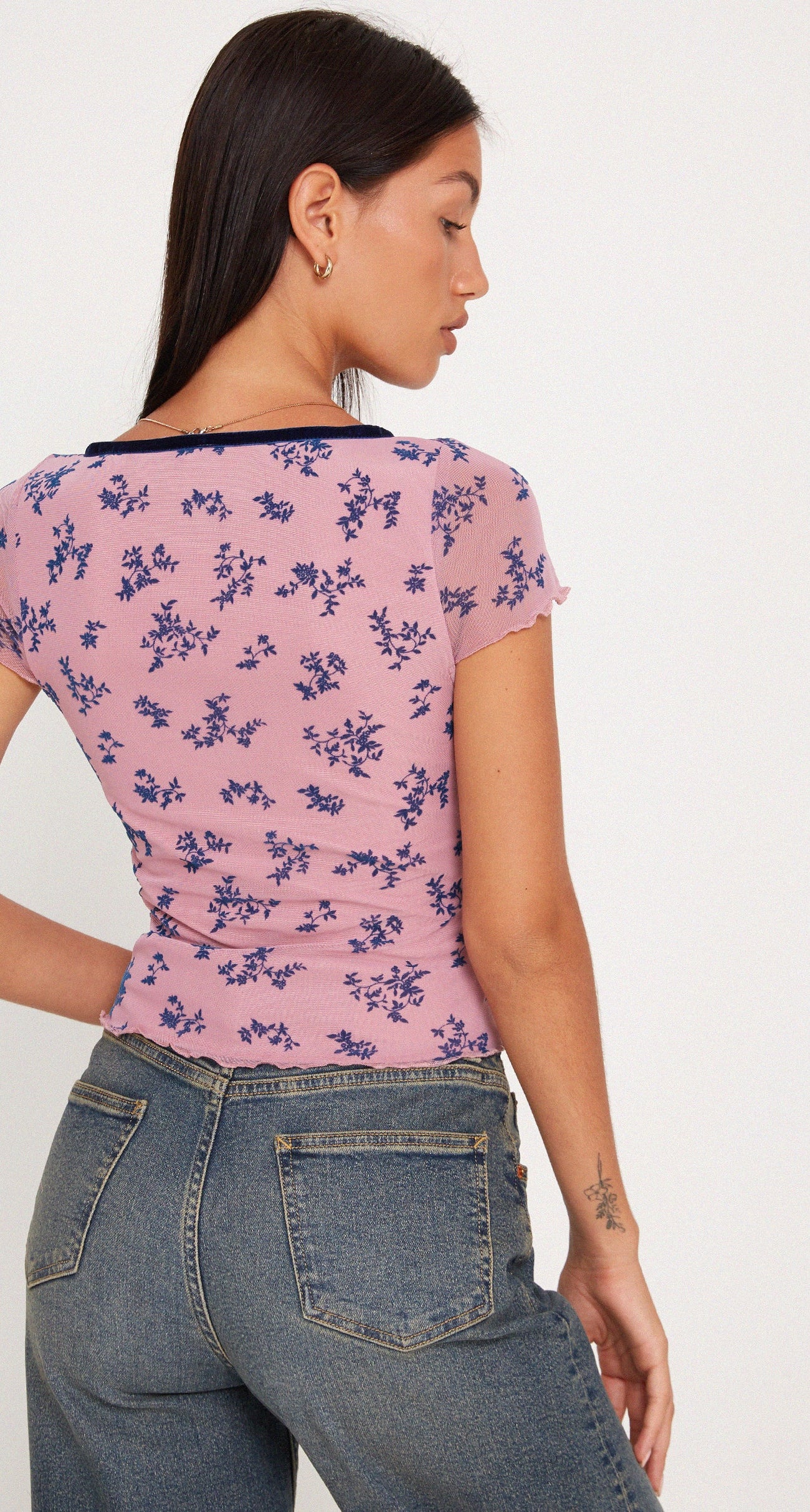Pink Navy Botanist Flocking Top | Livi – motelrocks-com-us
