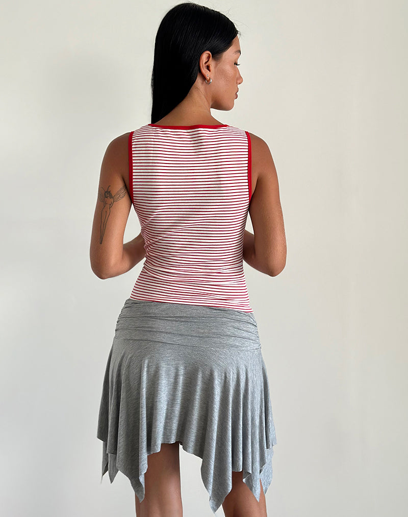 image of Lorde Tank Top in Red and White Stripe
