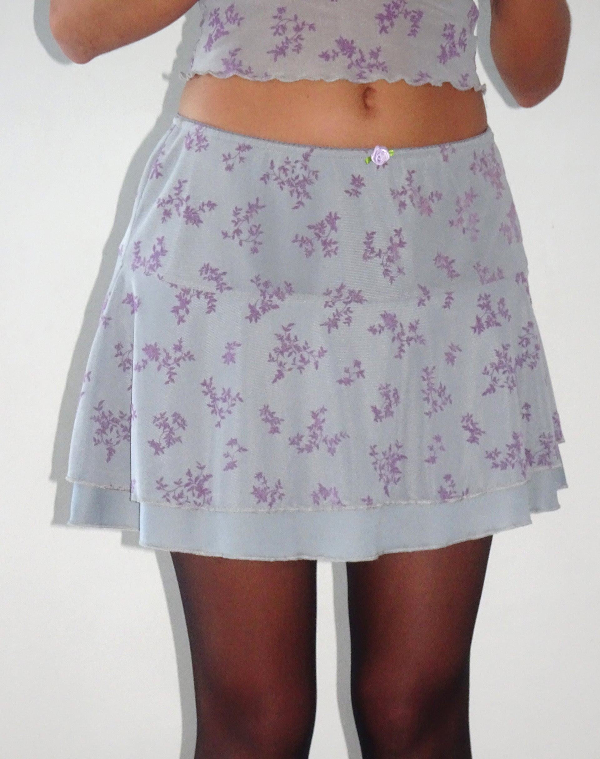 image of Friska Mini Skirt in Purple Botanist Flock