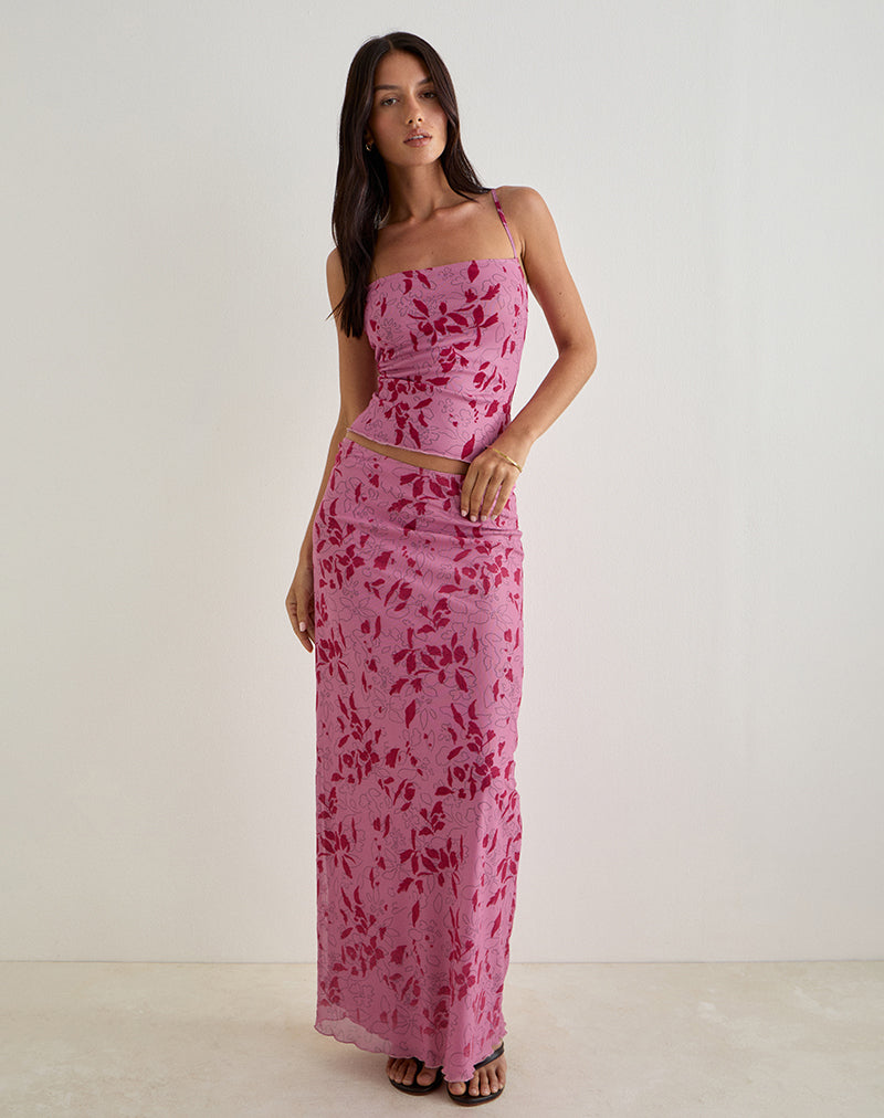 Lotus Cami Top in Stencil Flower Pink