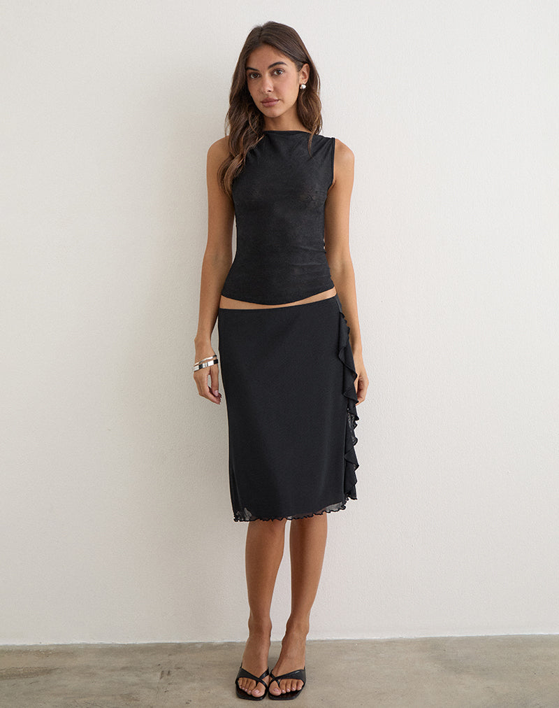 Image of Asiki Midi Skirt in Mesh Black