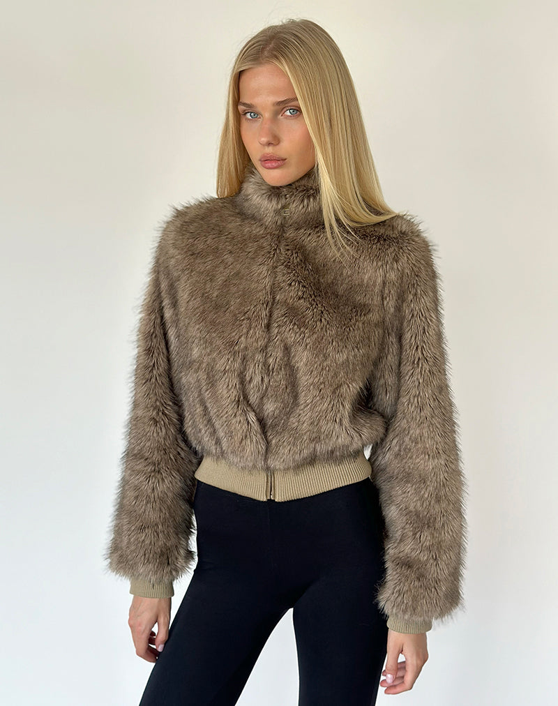 Image of Lovaro Jacket in Faux Fur Brown