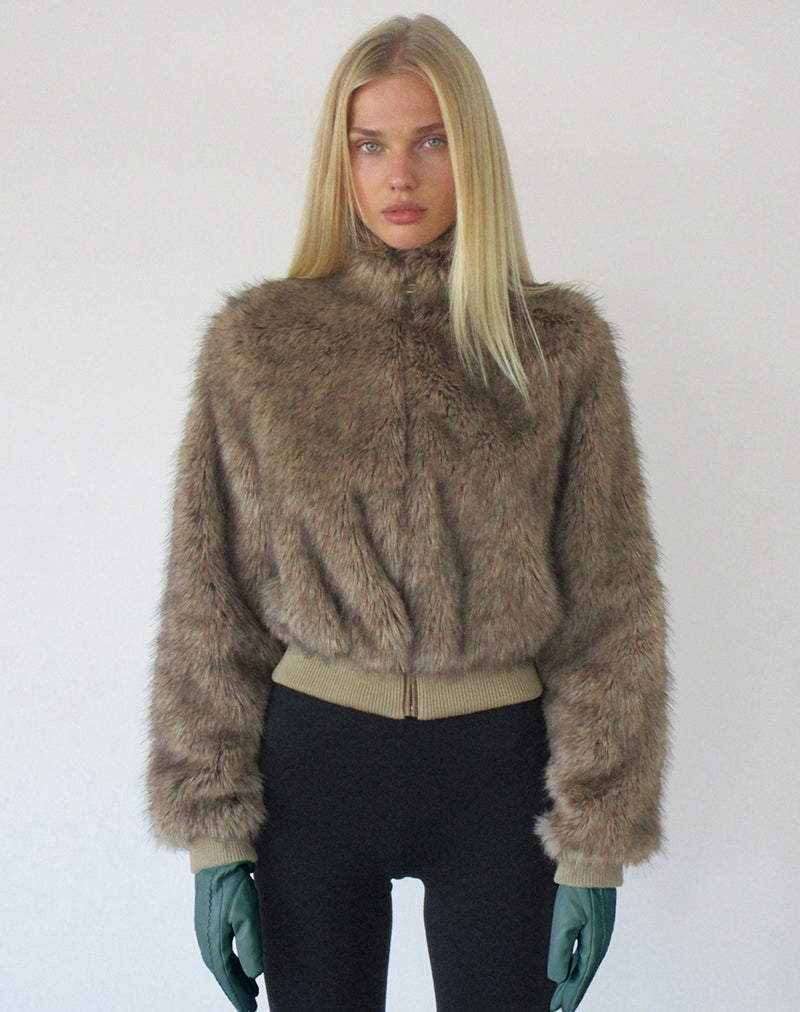 Image of Lovaro Jacket in Faux Fur Brown