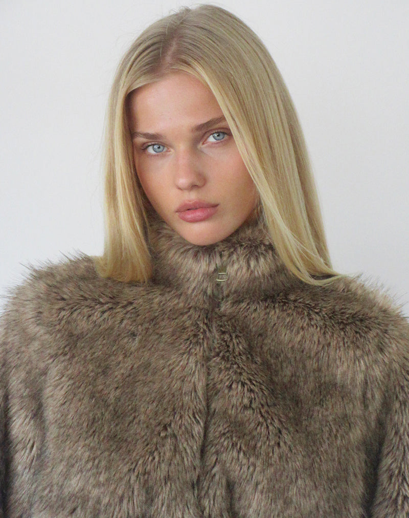 Image of Lovaro Jacket in Faux Fur Brown
