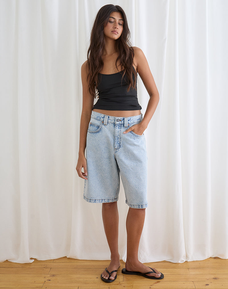 Blue 80's Light Wash Low Rise Denim Shorts | Skater – motelrocks