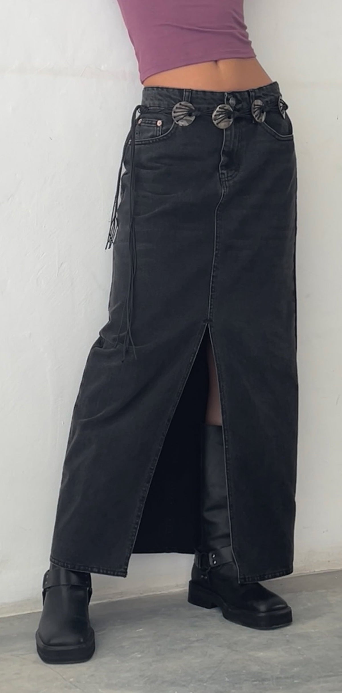 Vintage Black Maxi Skirt S