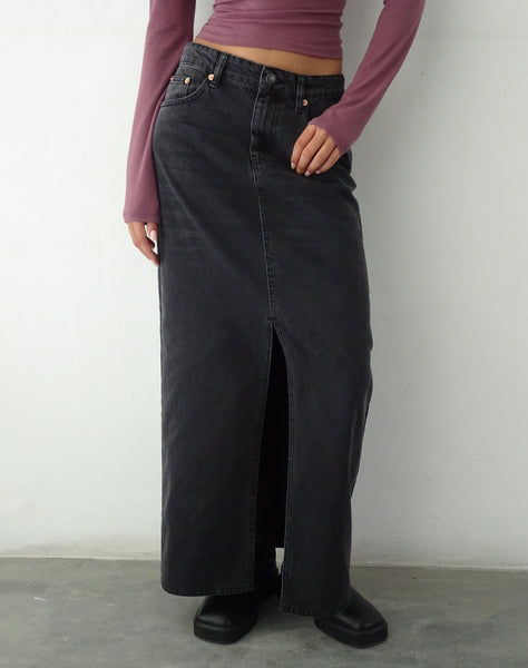 Vintage Black Maxi Skirt | Low Rise – motelrocks-com-us