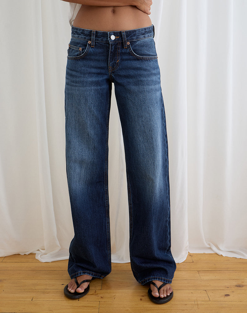 Low Rise Parallel Jeans in Dark Blue