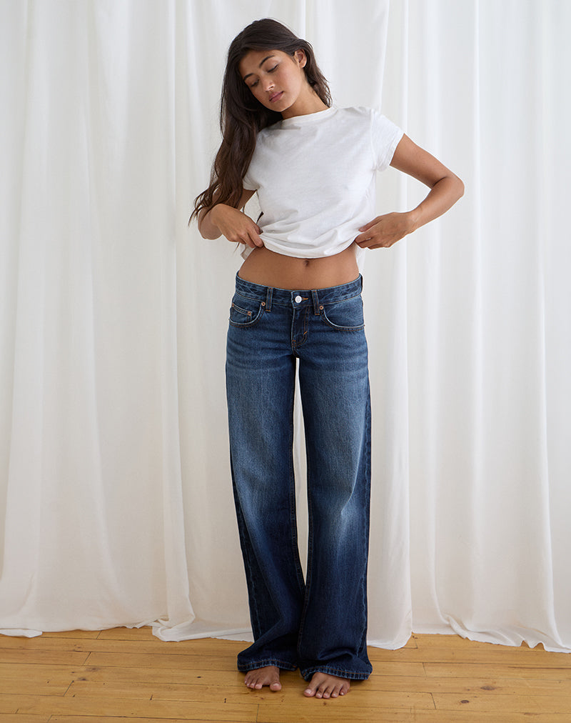 Low Rise Parallel Jeans in Dark Blue