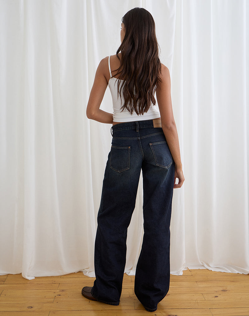 Dark Green Tint Low Rise Straight Leg Jeans | Parallel