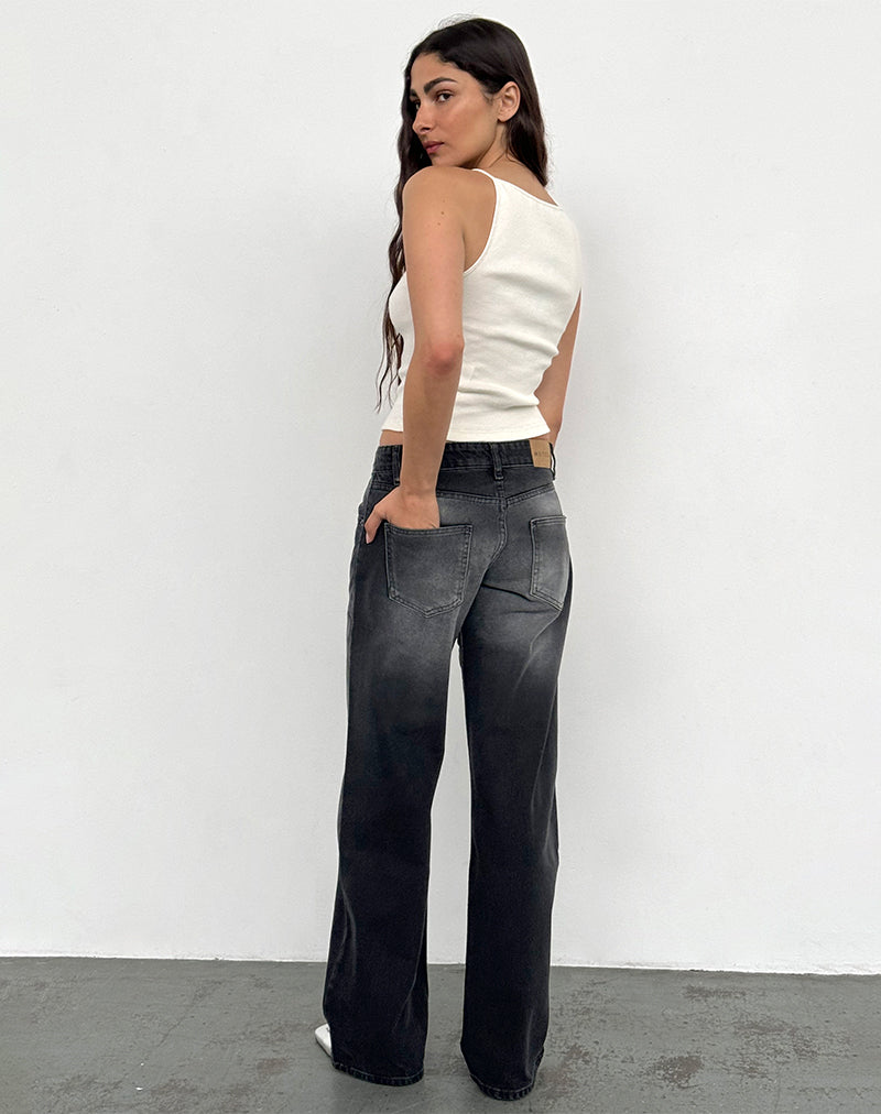 Image of Low Rise Parallel Jeans In Extreme Black Wash