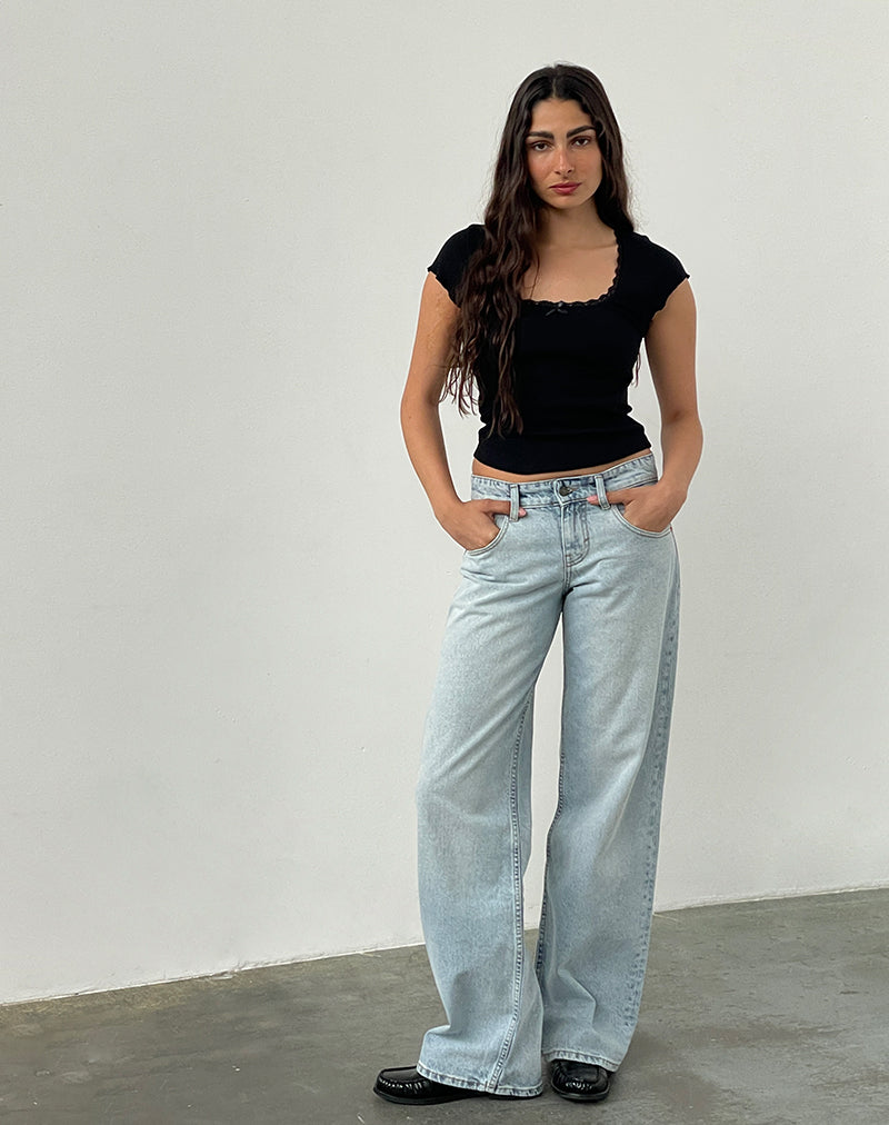 Image of Low Rise Parallel Jeans In Extreme Light Wash Blue