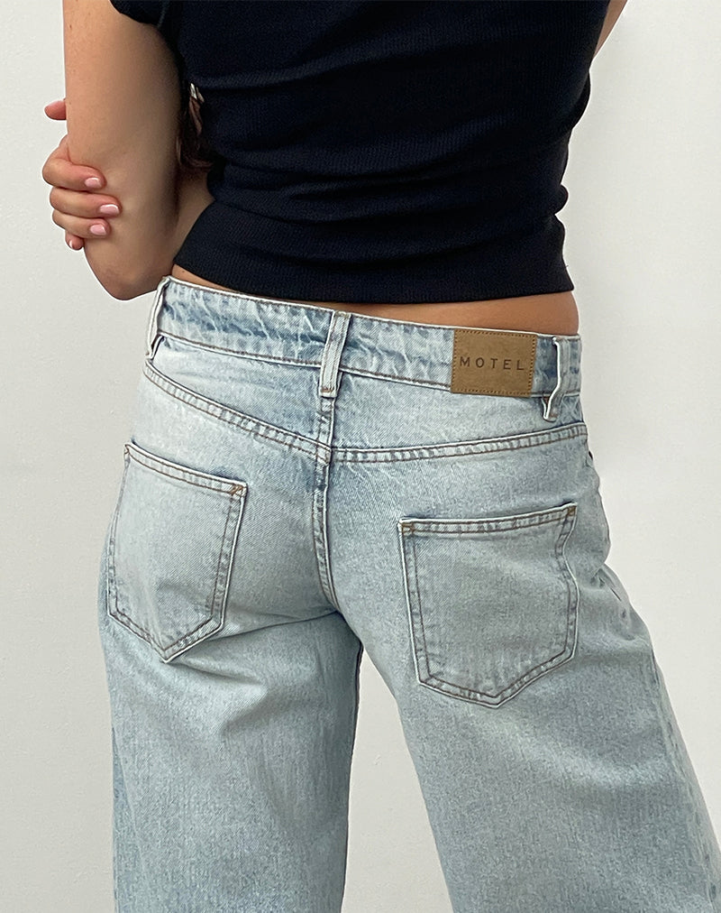 Low Rise Parallel Jeans In Extreme Light Wash Blue