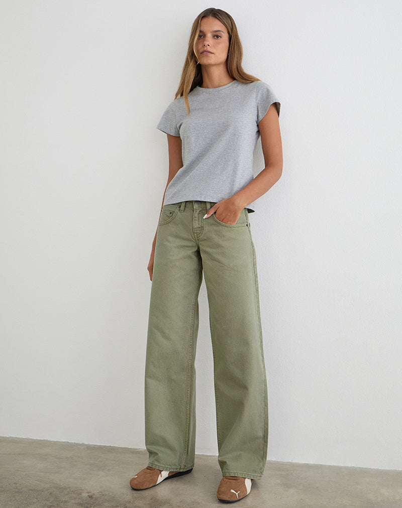 Low Rise Parallel Jeans in Fern Green