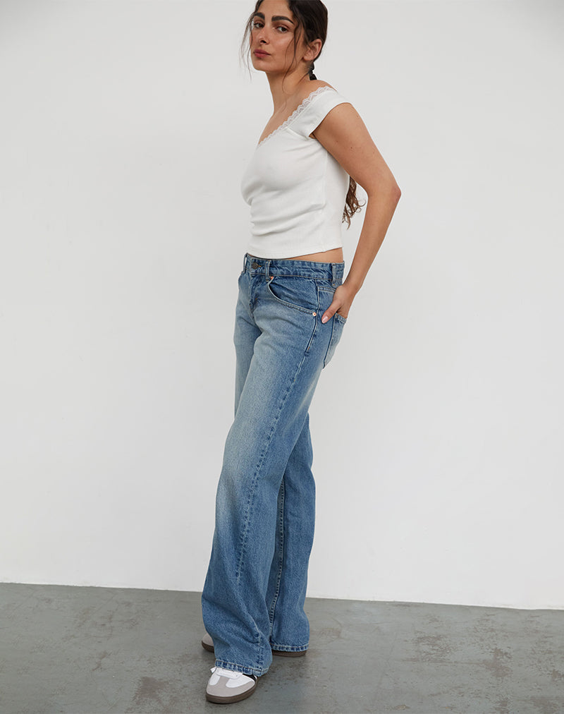 Image of Low Rise Parallel Jeans in Powder Blue