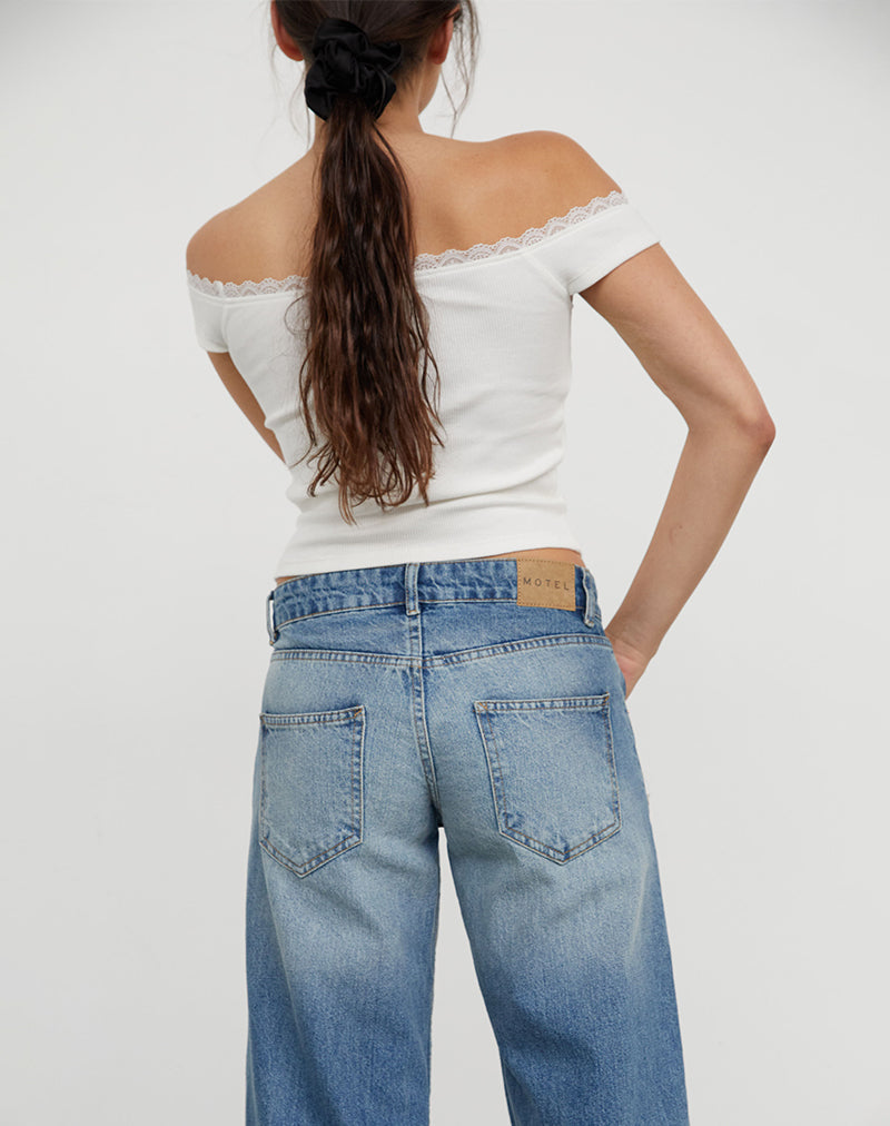 Low Rise Parallel Jeans in Powder Blue