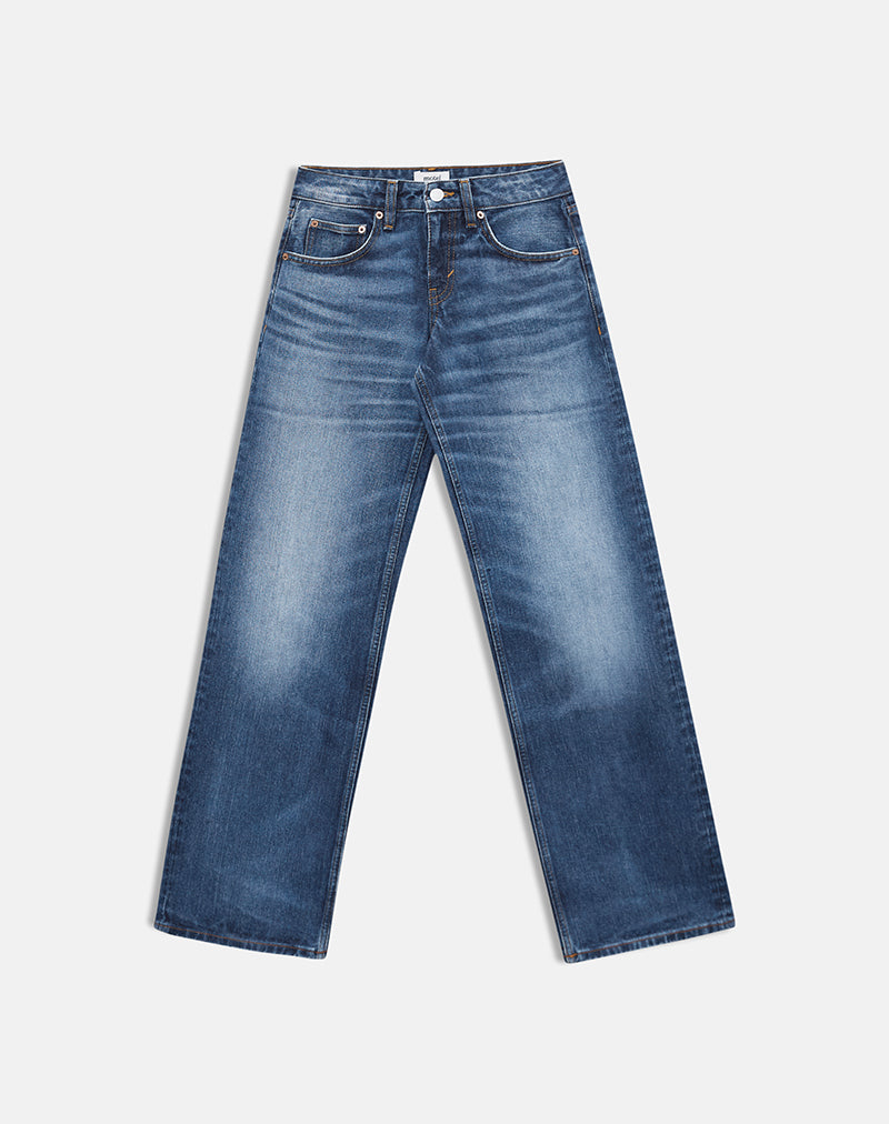 Image of Low Rise Parallel Jeans in Timeworn Blue
