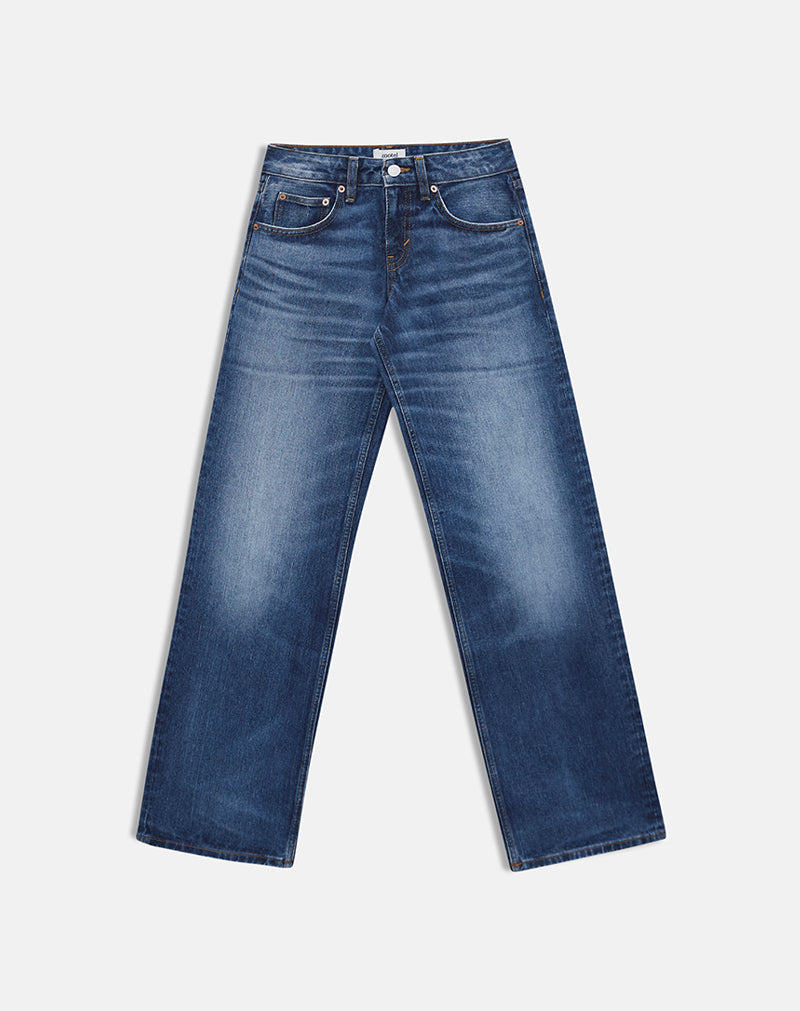 Image of Low Rise Parallel Jeans in Timeworn Blue