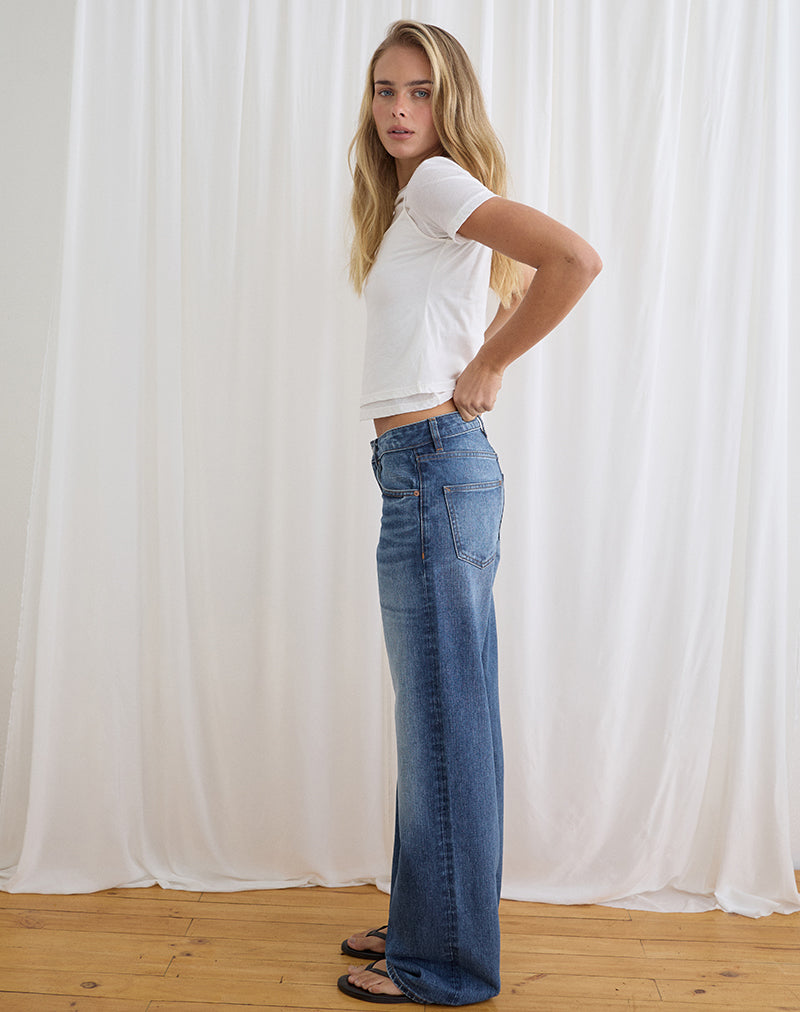 Image of Low Rise Parallel Jeans in Timeworn Blue