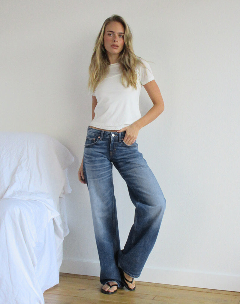 Low Rise Parallel Jeans in Timeworn Blue