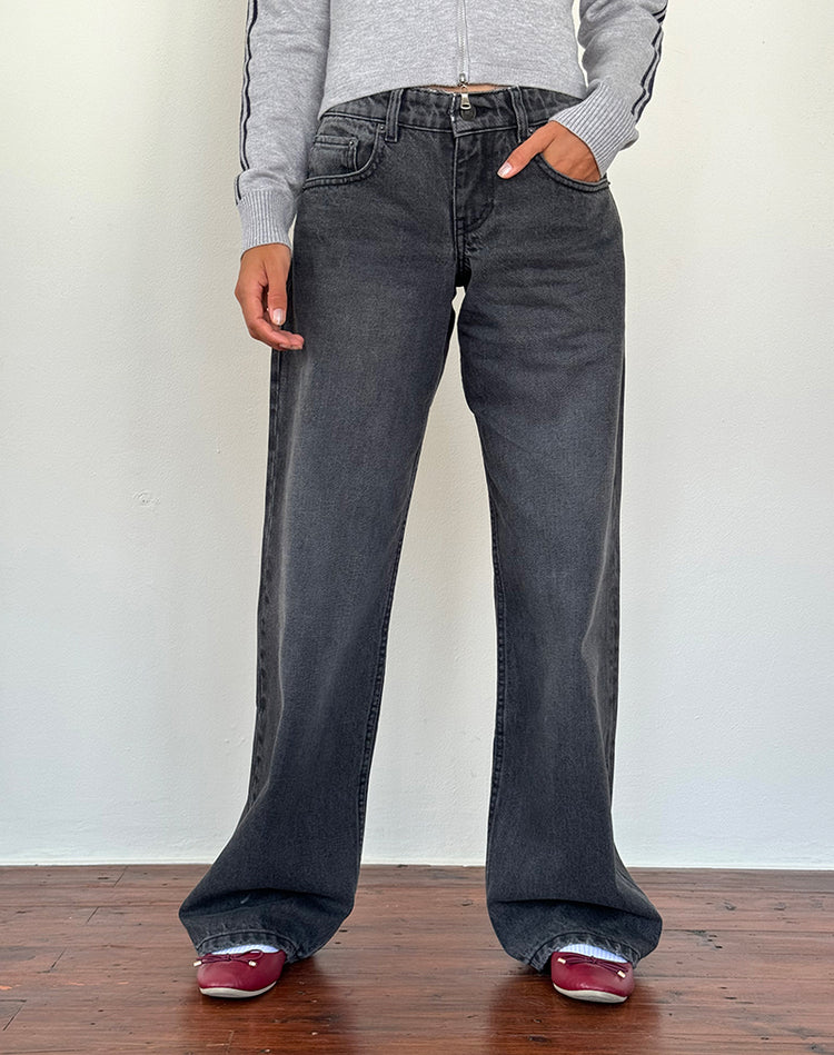 Low Rise Bootleg Jeans in Cord Navy