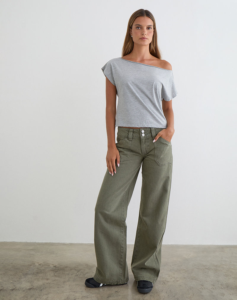 Image of Low Rise Relaxed Cargo Jeans in Olivine