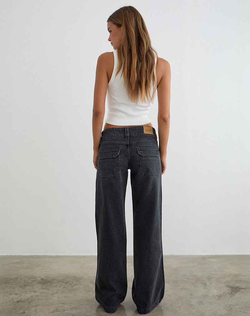 Image of Low Rise Relaxed Cargo Jeans in Vintage Black