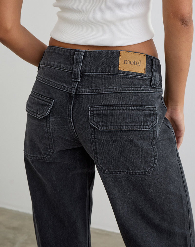 Image of Low Rise Relaxed Cargo Jeans in Vintage Black