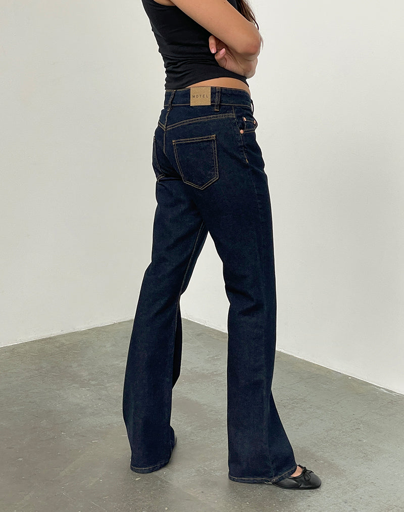 Motel rocks ローライズ ストレート デニム Indigo Low Rise Flare Jeans | Rigid – motelrocks-com-us