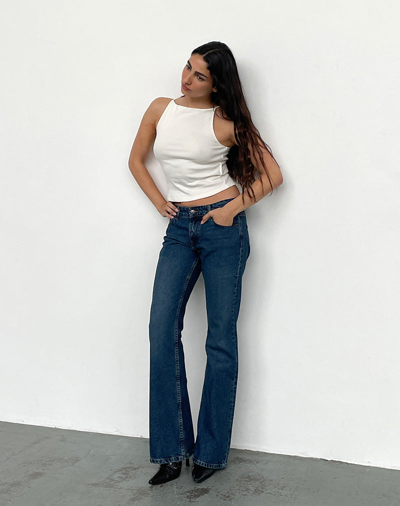 Image of Rigid Low Rise Flare Jeans In Mid Blue Used
