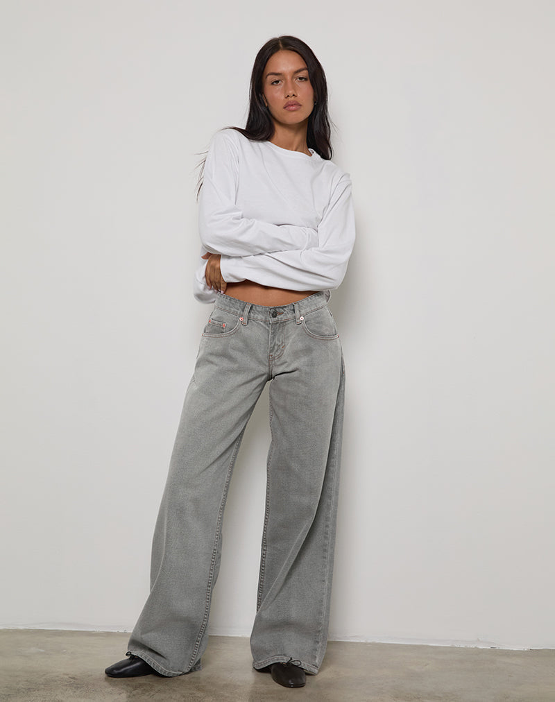 Low Rise Roomy Jeans in Bleach Grey