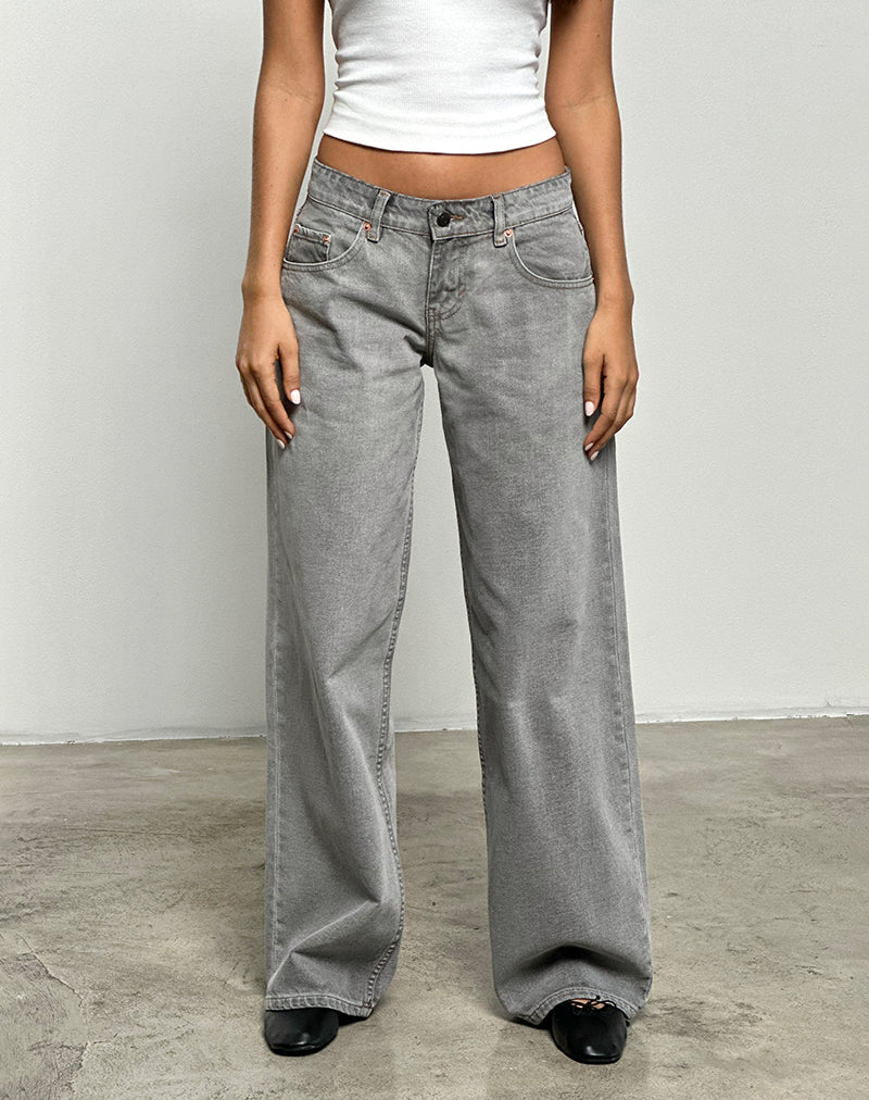 Low Rise Roomy Jeans in Bleach Grey